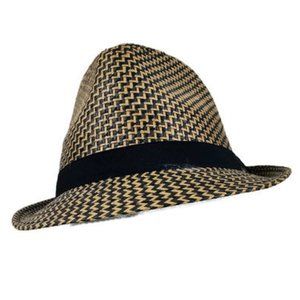 Black Jack Tan Houndstooth Fedora Hat. Size: L/XL